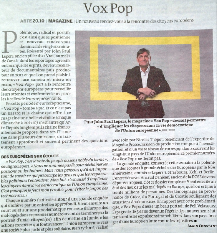Vox Pop Le Monde tele 26-01-2014